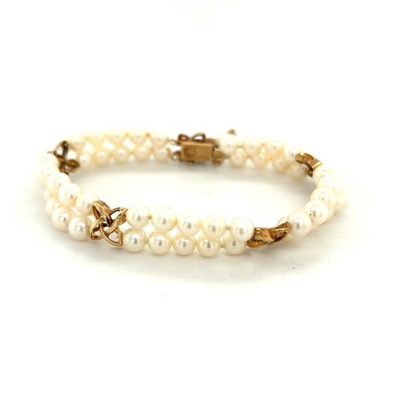 Mikimoto Estate Akoya Pearl Double Strand Bracelet 6.5" 14k Gold 5.5 mm M308 - Picture 3 of 9